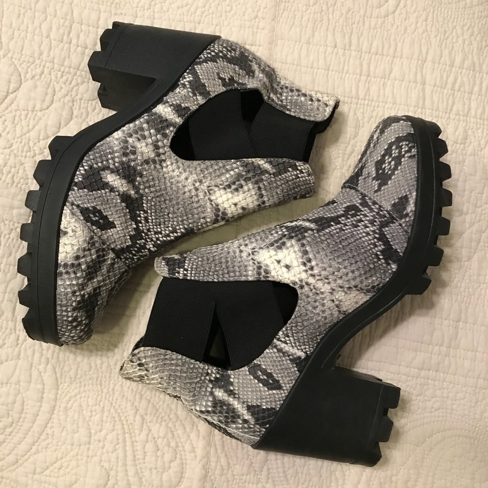 Snakeskin booties